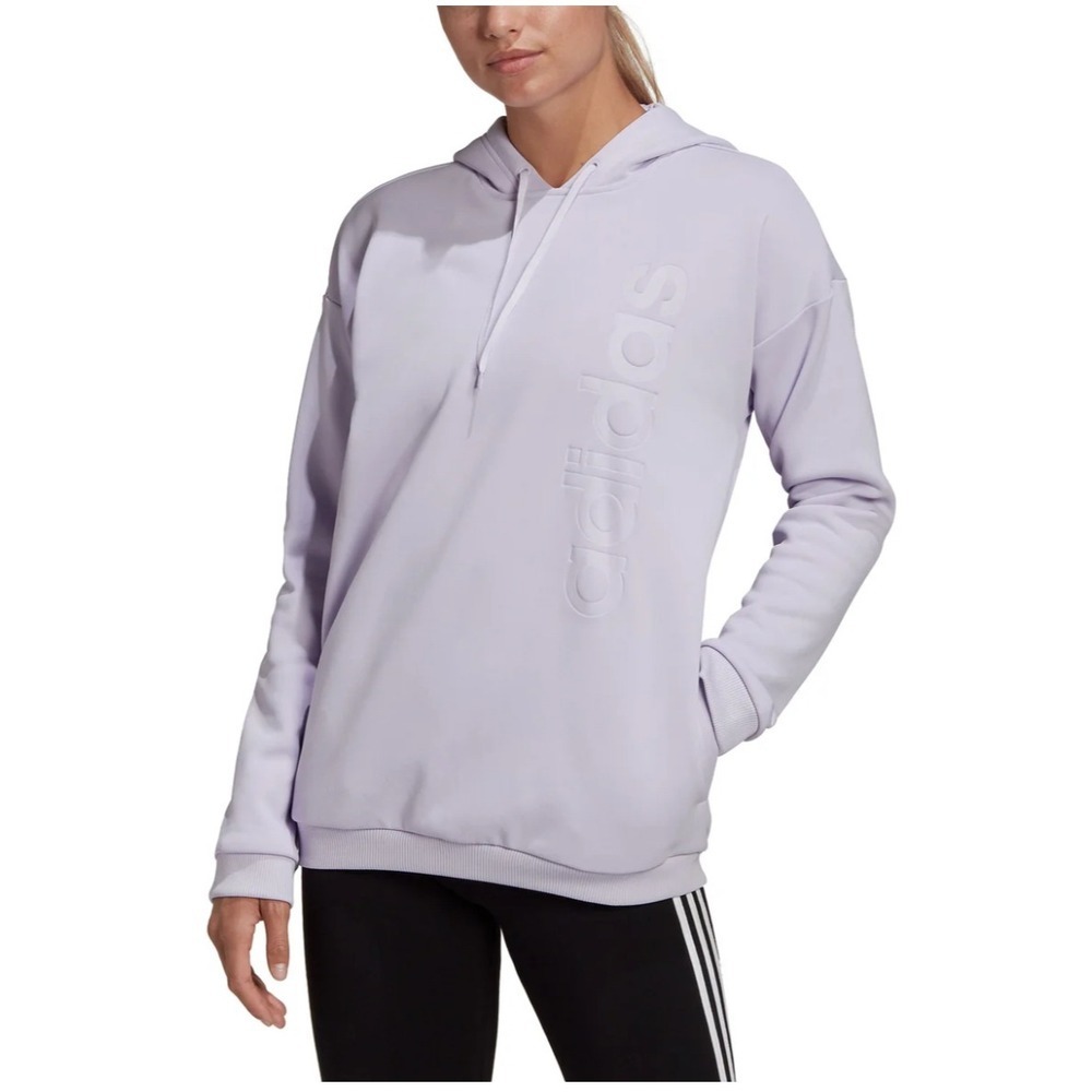 Adidas Pullover Hoodie Sweatshirt Embossed Logo‎ Athleisure Lavender Size Small